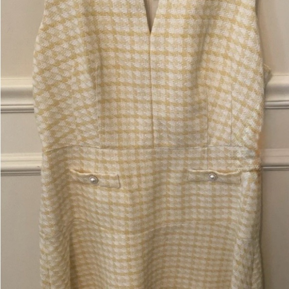 Karl Lagerfeld Yellow and White Houndstooth Dress